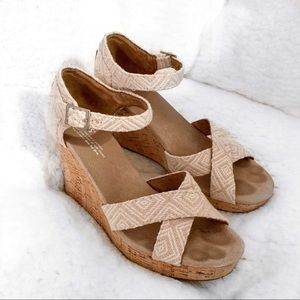 TOMS Sienna Cork Wedge Strappy sandals